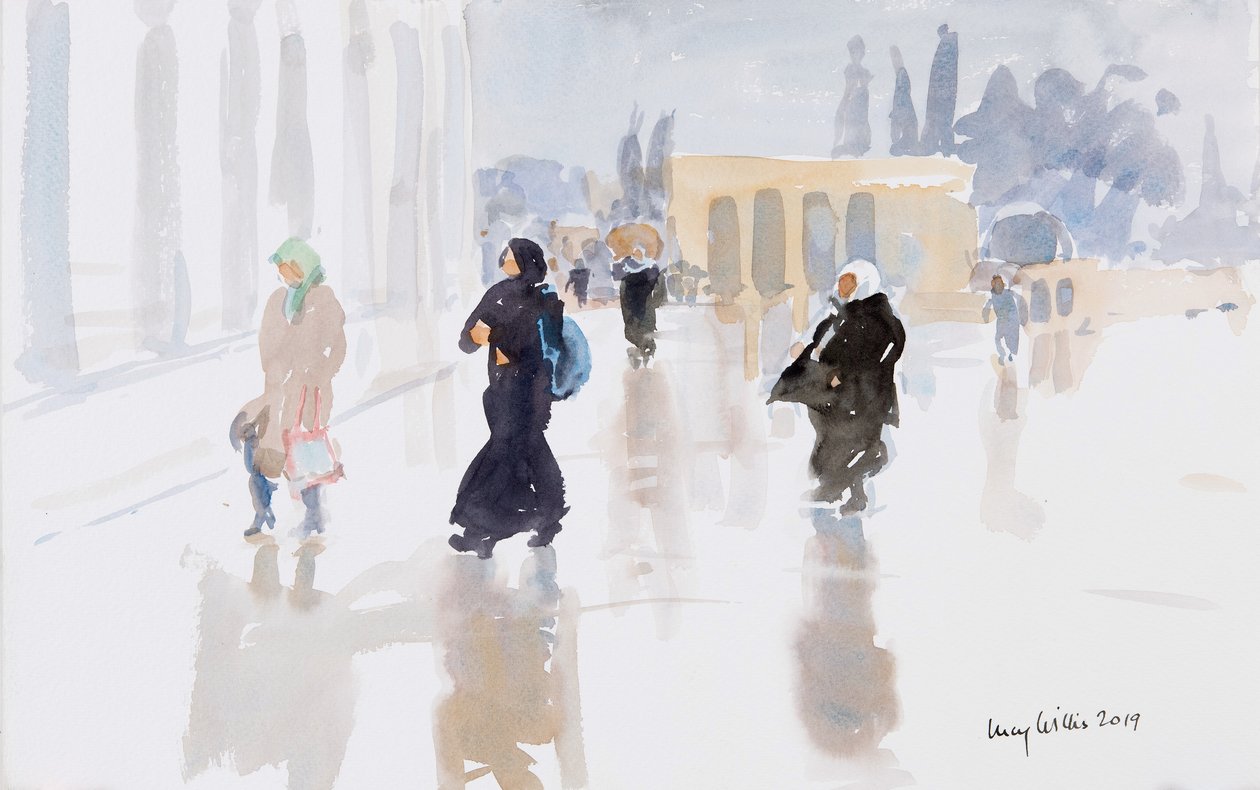 Pilger auf dem Tempelberg, Jerusalem von Lucy Willis