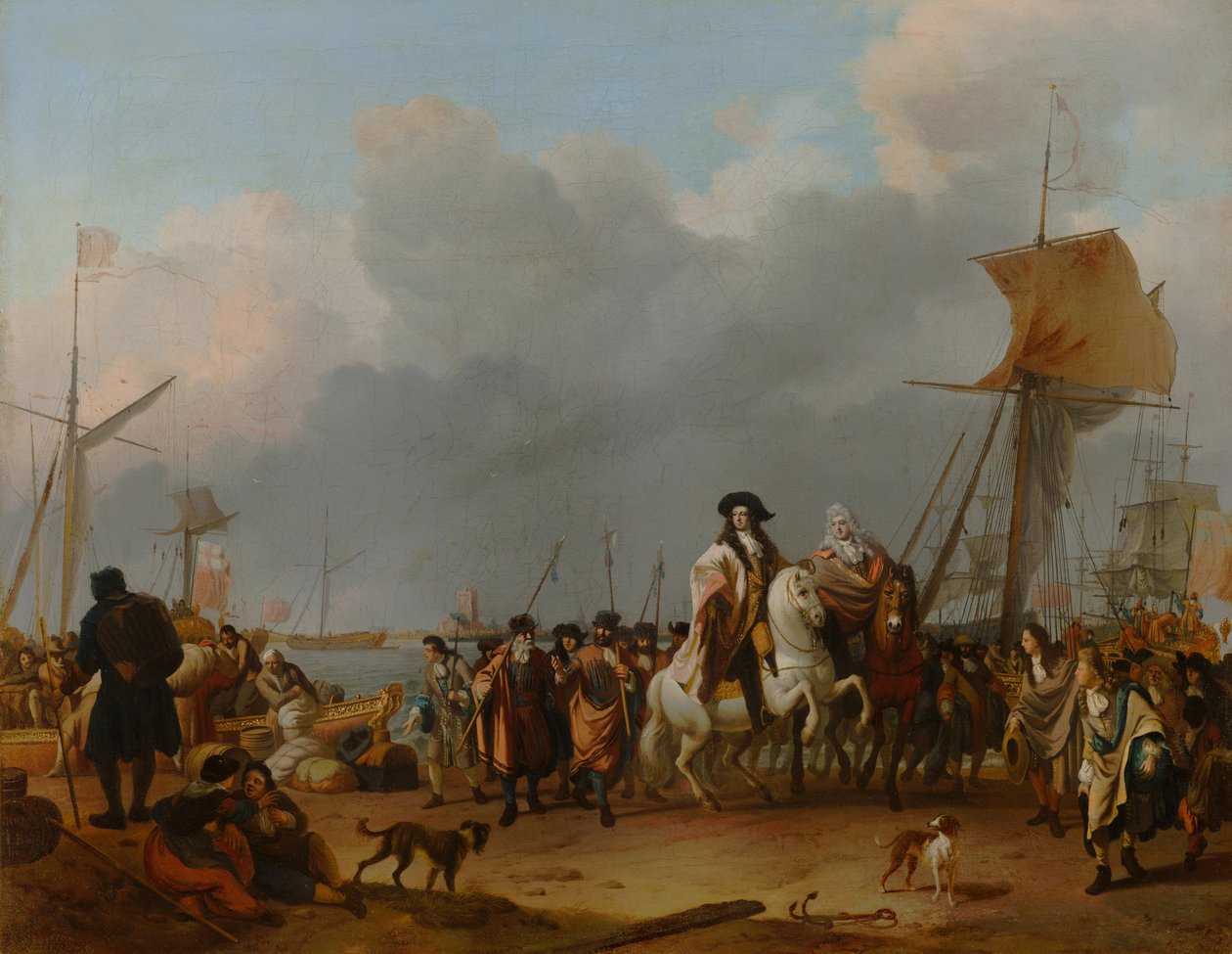 Die Ankunft von Statthalter-König Wilhelm III. (1650-1702) im Oranjepolder am 31. Januar 1691, 1692 von Ludolf Backhuysen