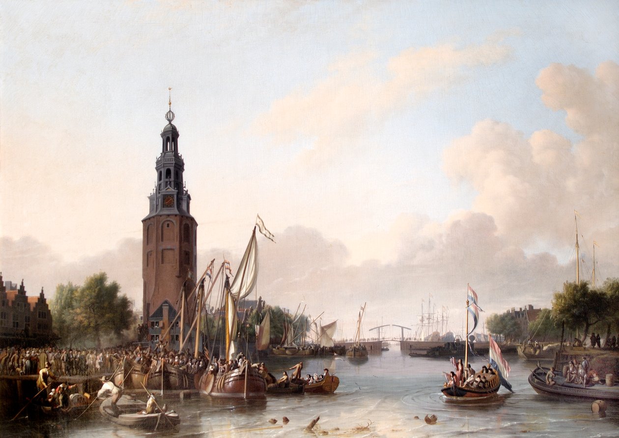 Ein Mann von Rang geht in Amsterdam an Bord von Ludolf I Backhuysen