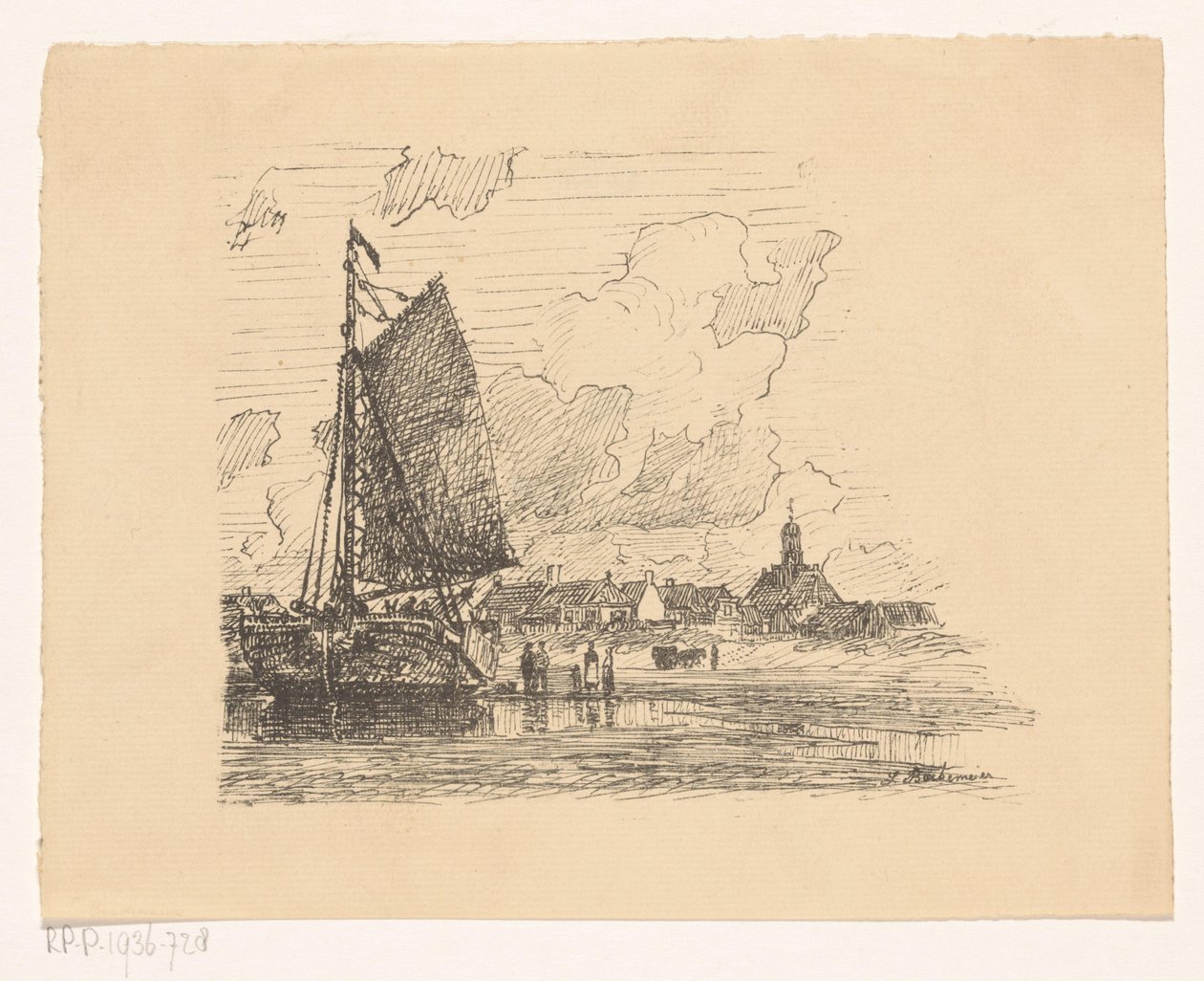 Bomschuit am Strand von Noordwijk aan Zee von Ludolph Berkemeier (signed by artist)