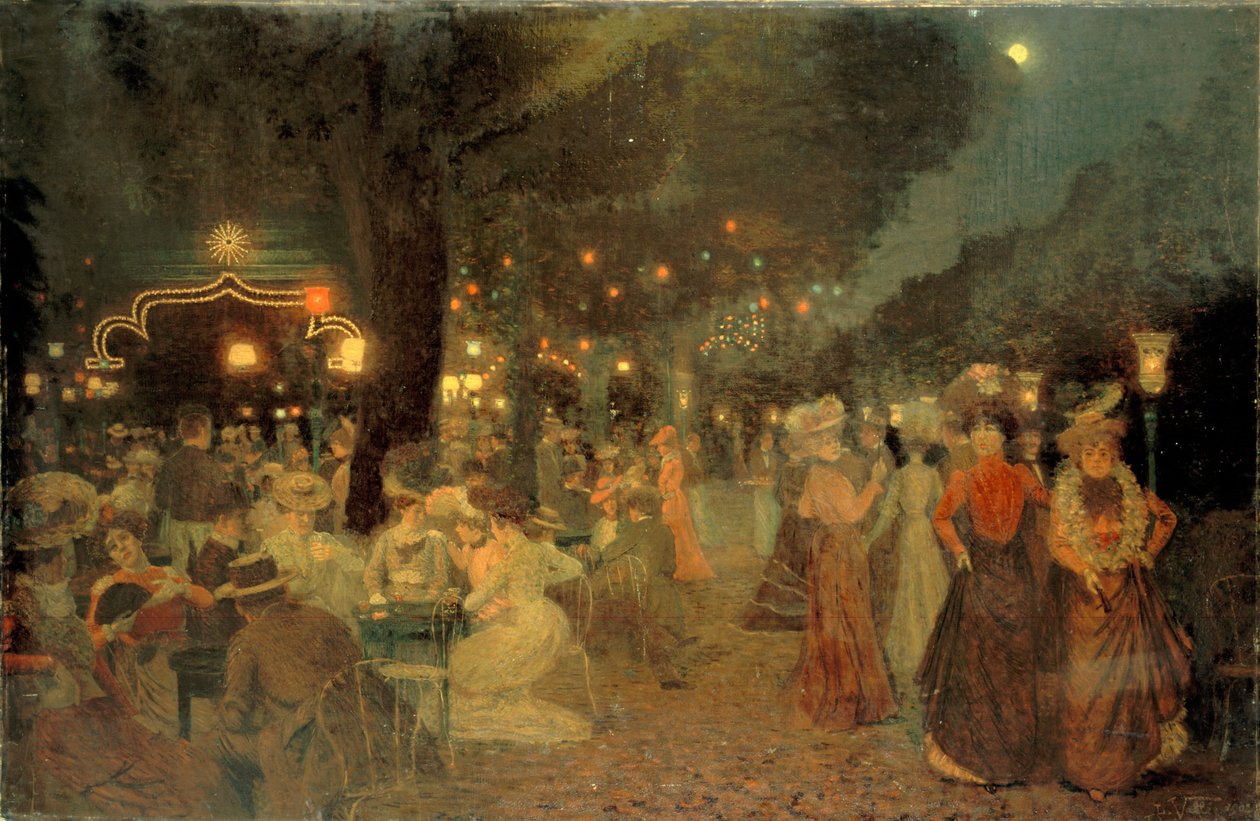 Der Garten des Bullier-Balls, bei Nacht von Ludovic Vallee