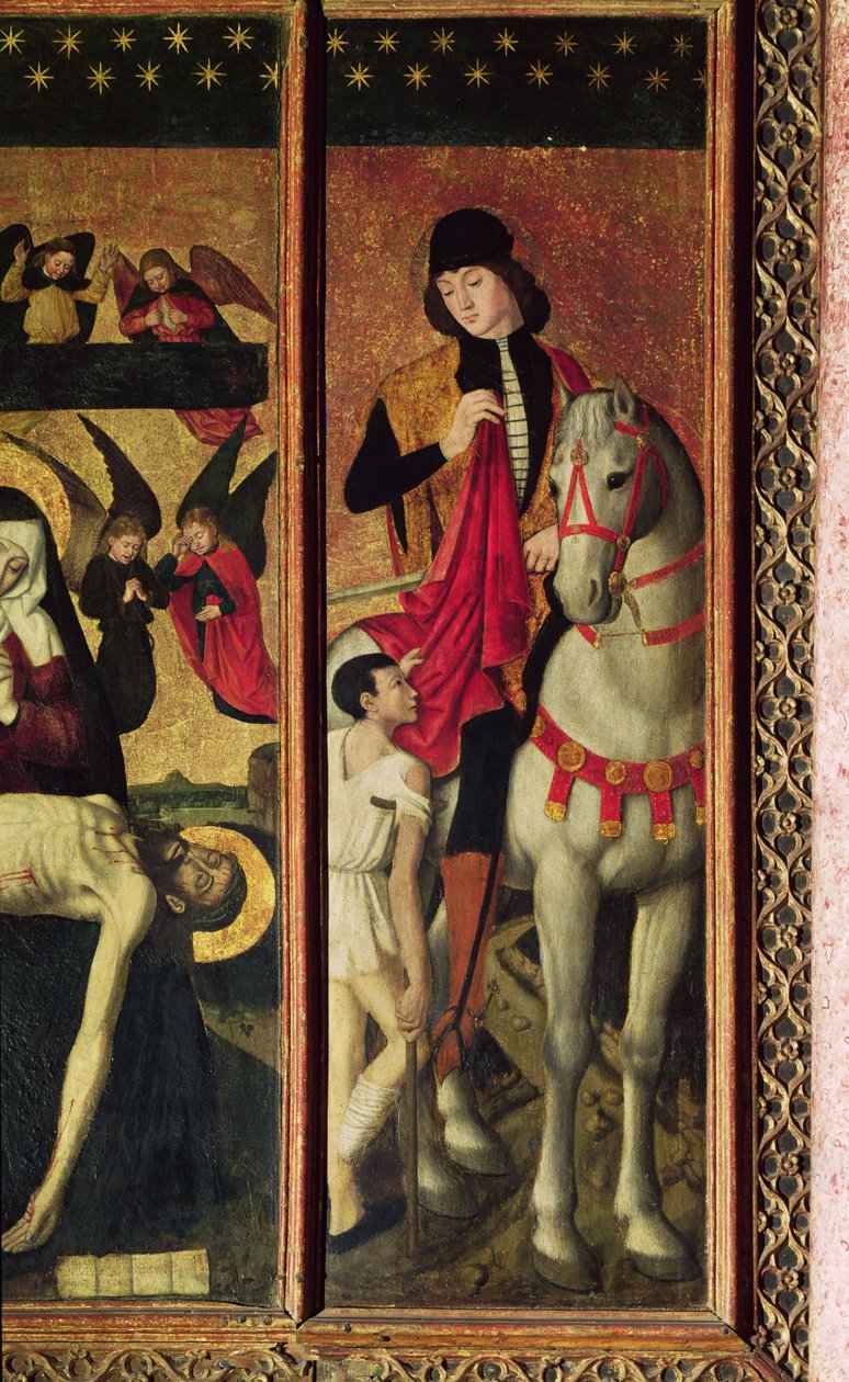 St. Martin, linkes Panel eines Triptychons, das Pieta zwischen St. Martin und St. Katharina darstellt, 1475 (Detail) von Ludovico Brea