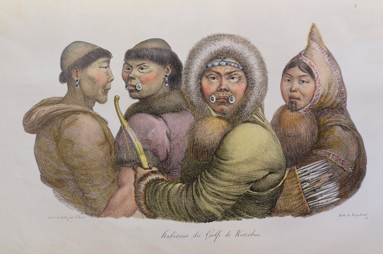 Eingeborene des Golfs von Kotzebue, Alaska, aus Voyage Pittoresque Autour du Monde, veröffentlicht 1822 von Ludwig Choris
