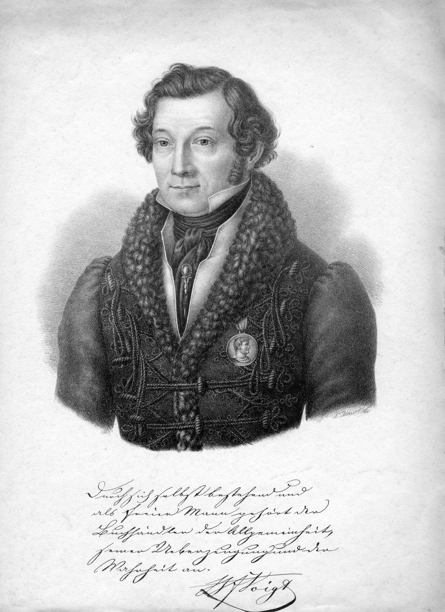 Graviertes Porträt von Ludwig Blau