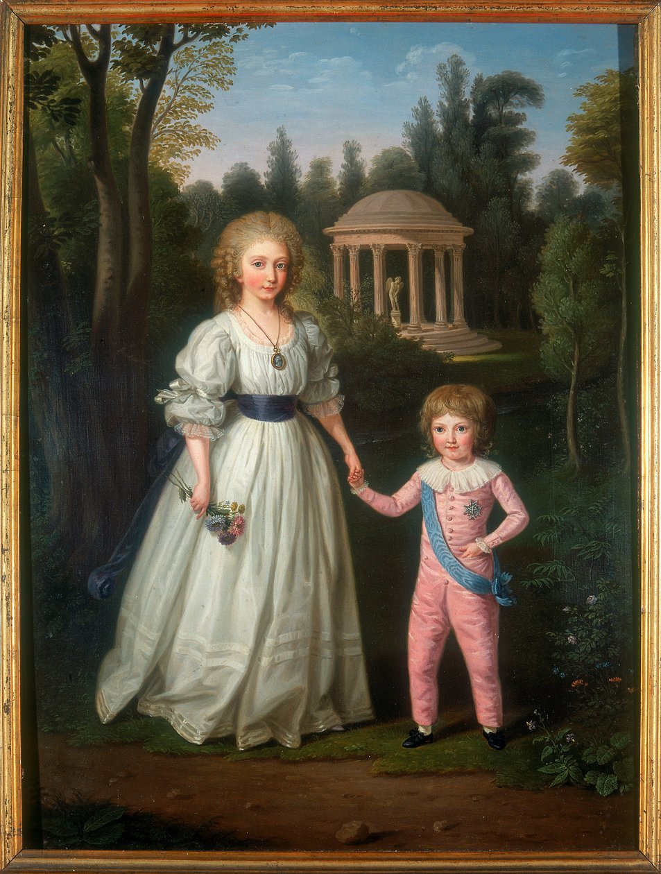 Doppelporträt, die Kinder der Königin von Frankreich, Marie Antoinette, im Freien von Ludwig Guttenbrunn