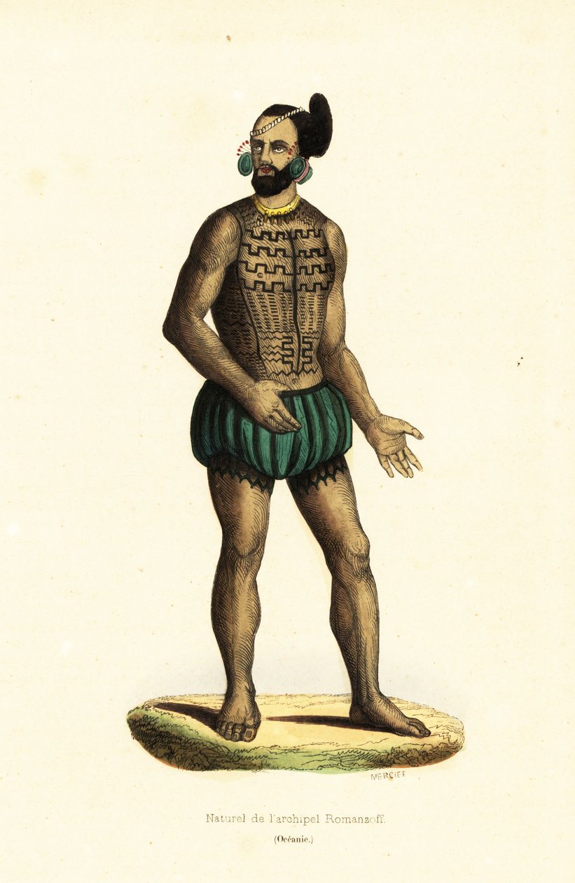 Einheimischer Mann von Tikei Island, Tuamotu-Gruppe, Französisch-Polynesien von Ludwig Choris