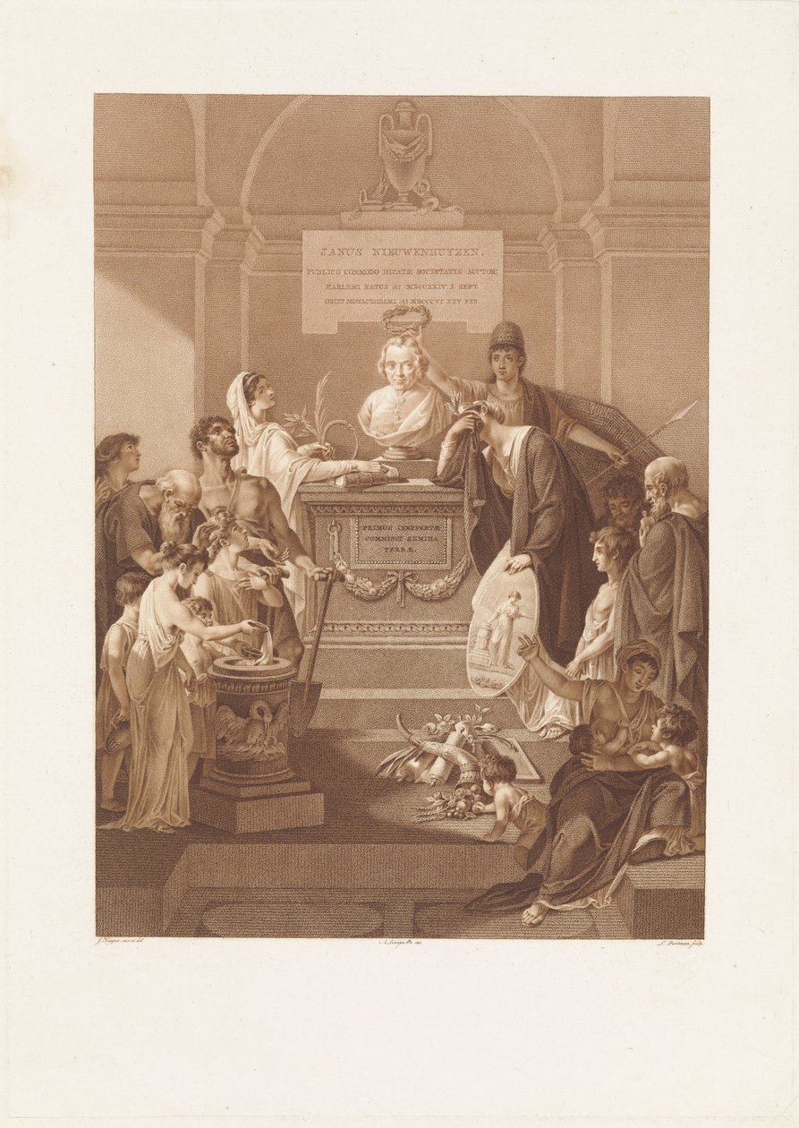 Allegorische Darstellung mit Gedenkstein für Jan Nieuwenhuyzen, verstorben 1806 von Ludwig Gottlieb Portman