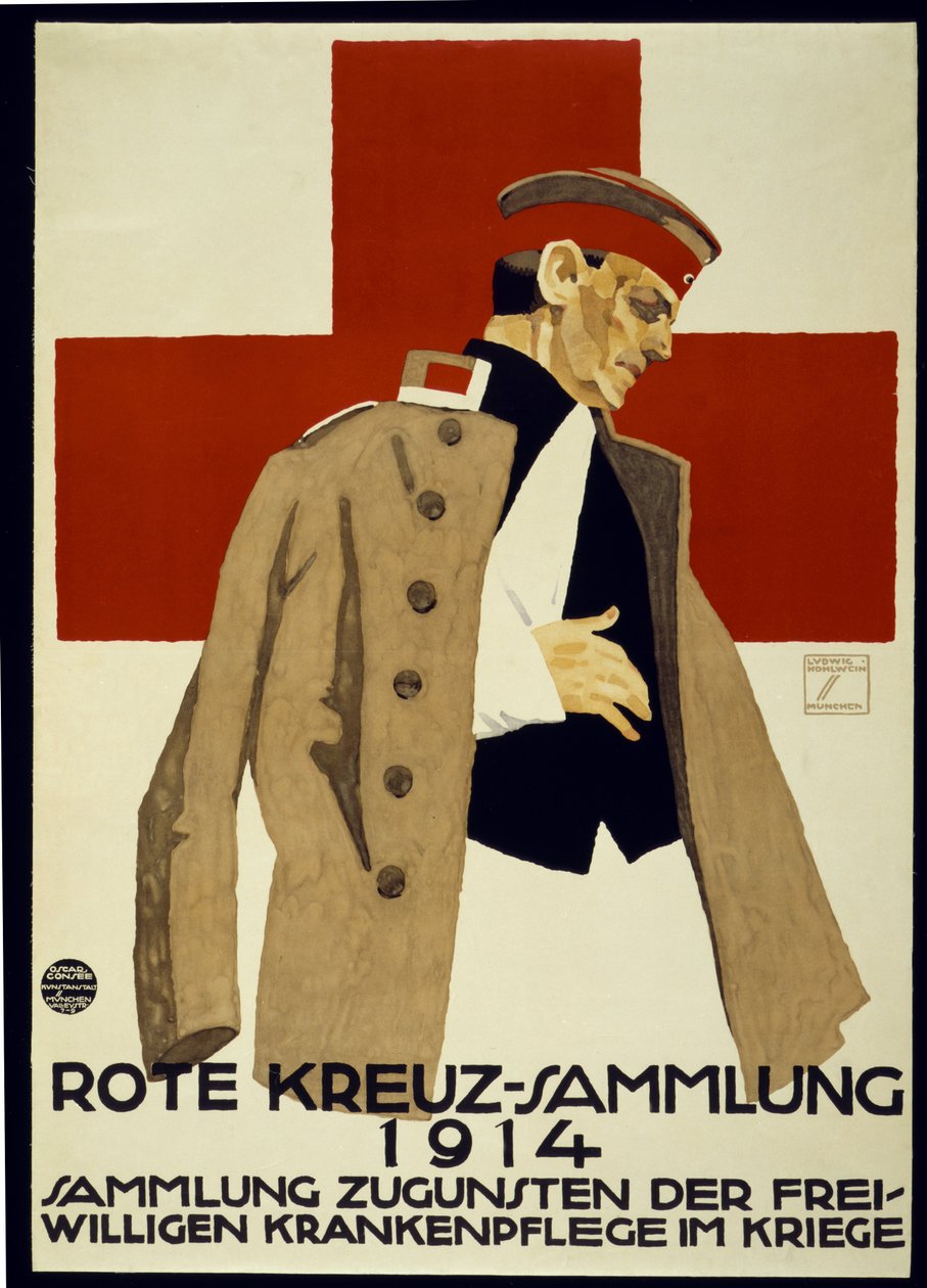 Spendenkampagne für das Deutsche Rote Kreuz, veröffentlicht 1914 (Farblithografie) von Ludwig Hohlwein