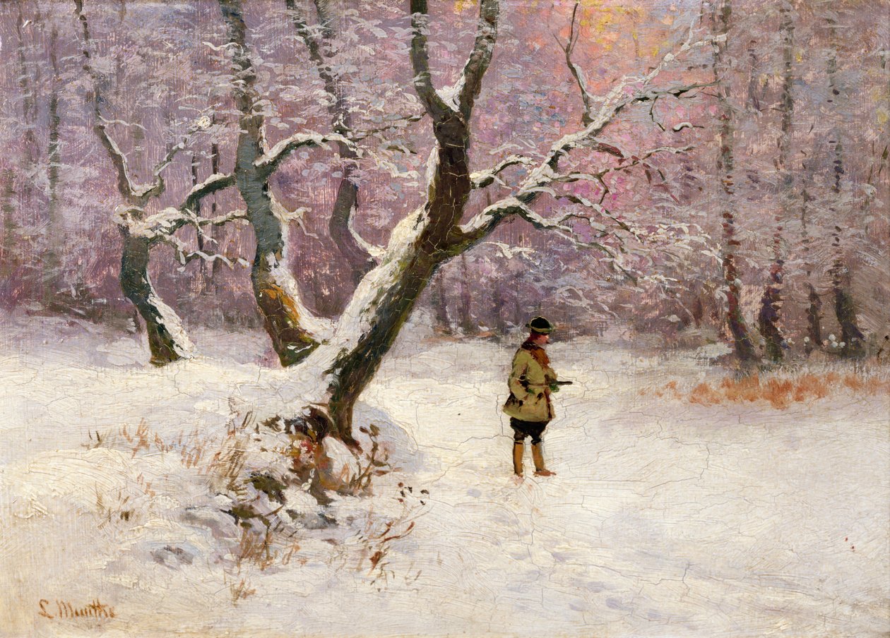 Winterlandschaft mit Jägern von Ludwig Munthe