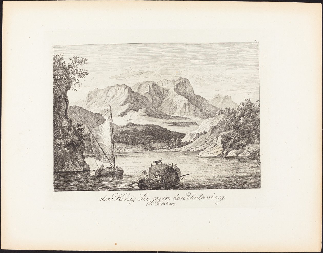 Der Königsee gegen den Untersberg bei Salzburg von Ludwig Richter