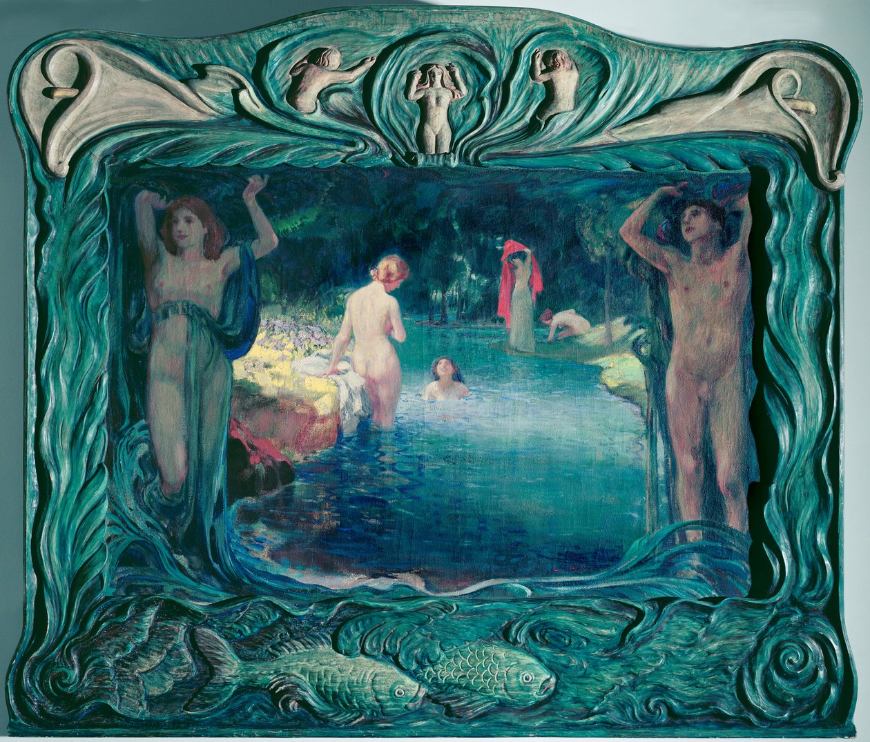 Strand mit jungen Mädchen von Ludwig von Hofmann