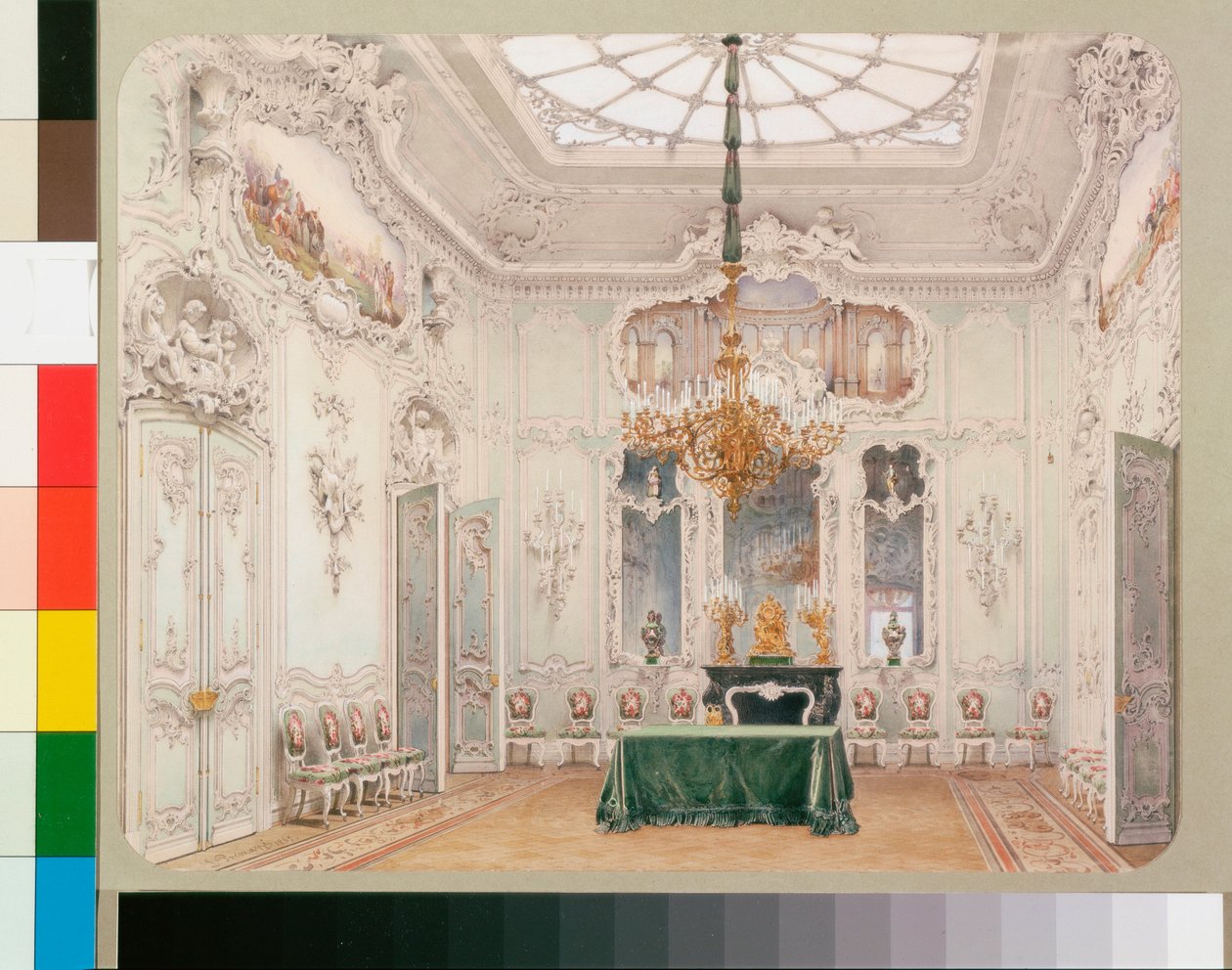 Interieurs des Winterpalastes: Das grüne Esszimmer von Luigi Premazzi
