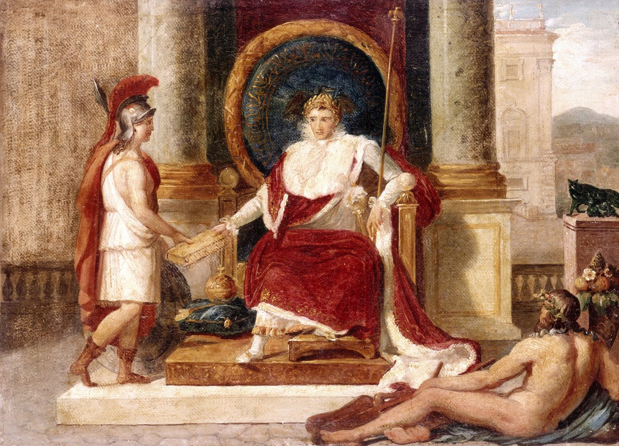 Napoleon übergibt der Göttin Rom den Gesetzeskodex von Luigi Agricola