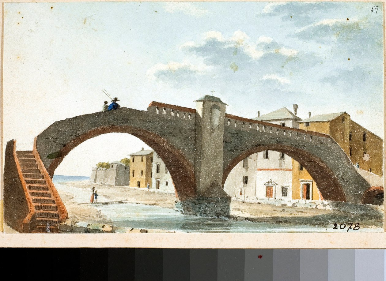 Ansicht der Brücke über den Leira in Voltri, Genua von Luigi Garibbo