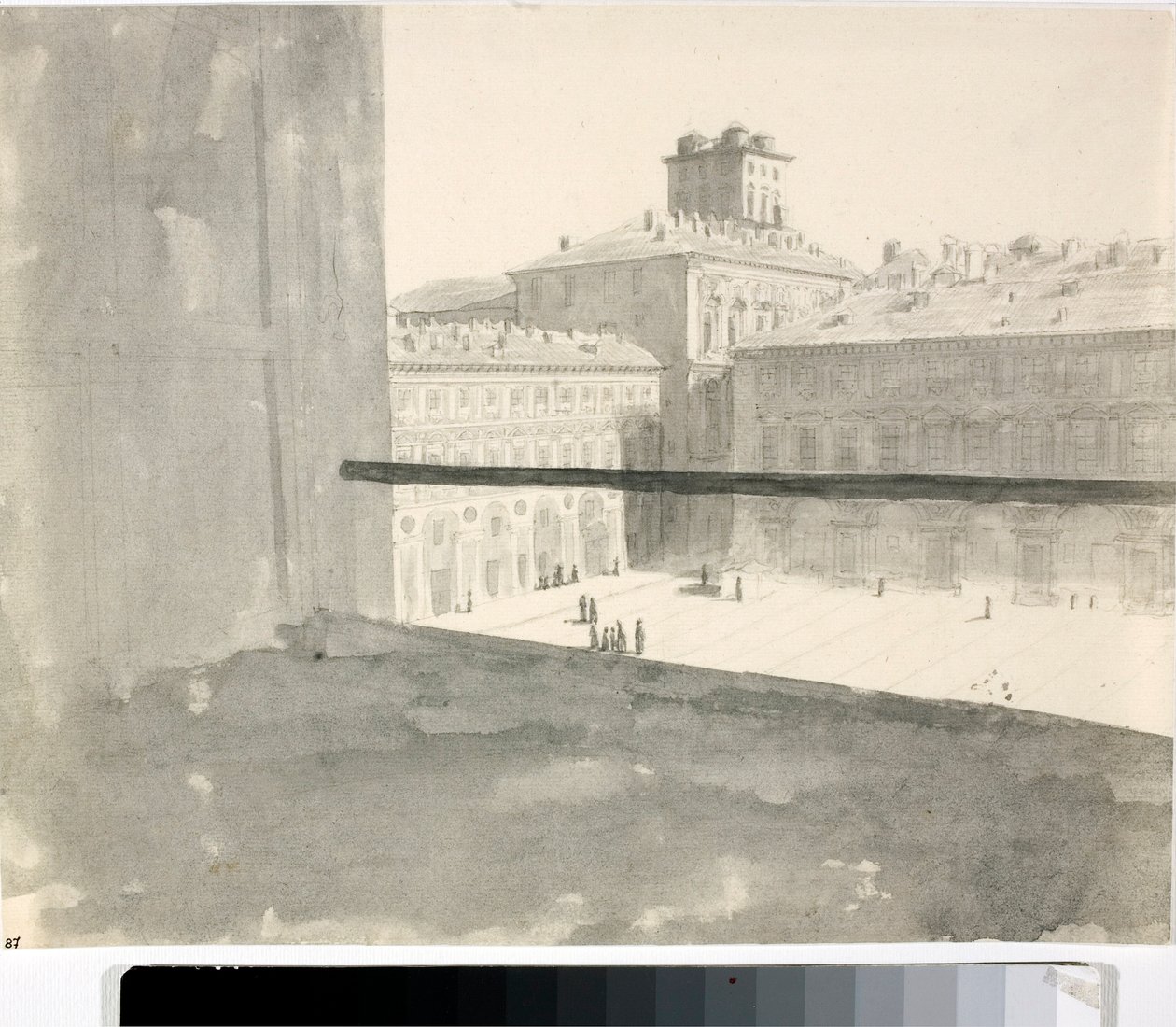 Ansicht über einen Platz von einem Fenster aus, Italien von Luigi Garibbo