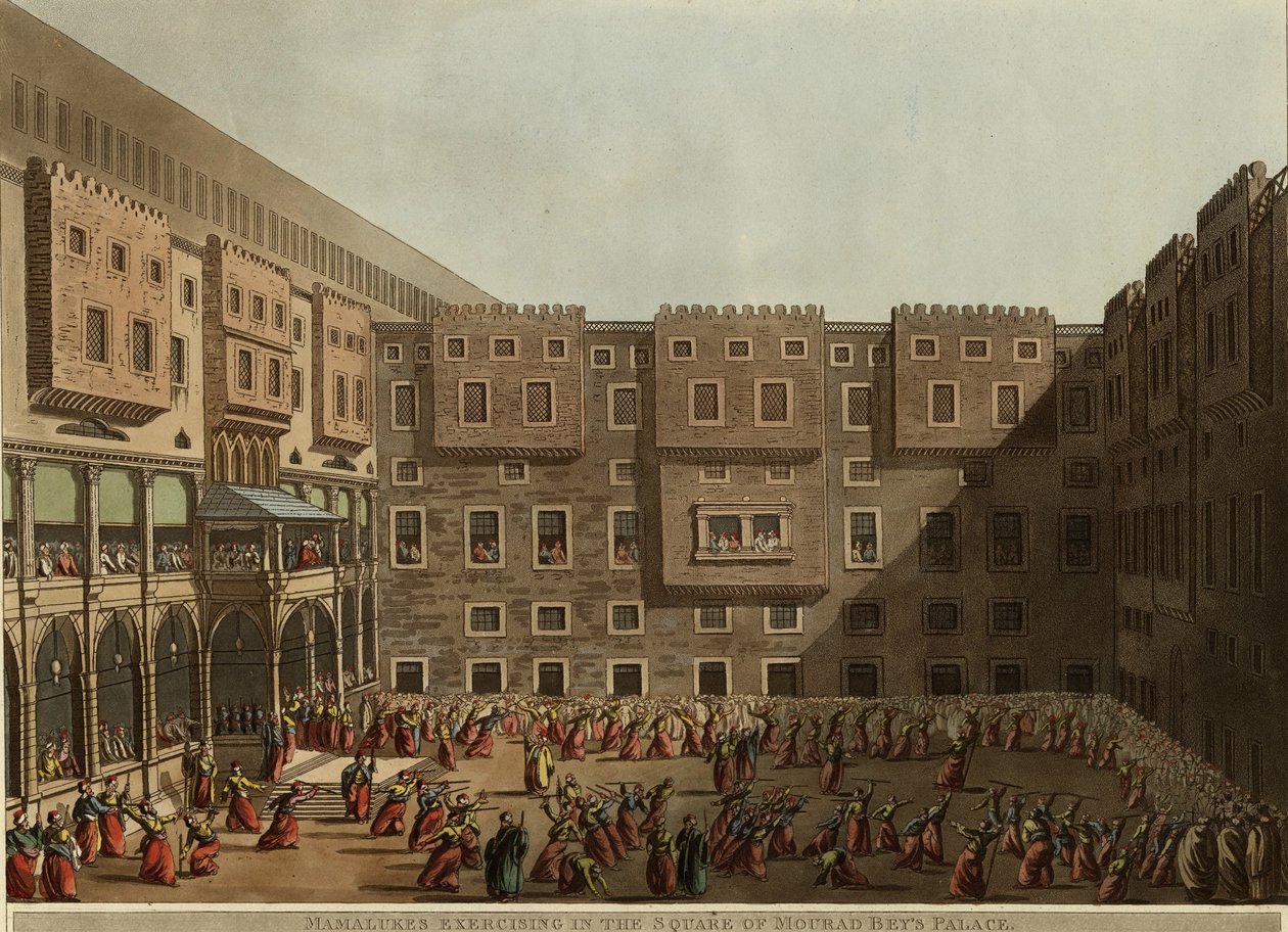 Mamluken üben auf dem Platz des Murad Bey Palastes, 1802 von Luigi Mayer