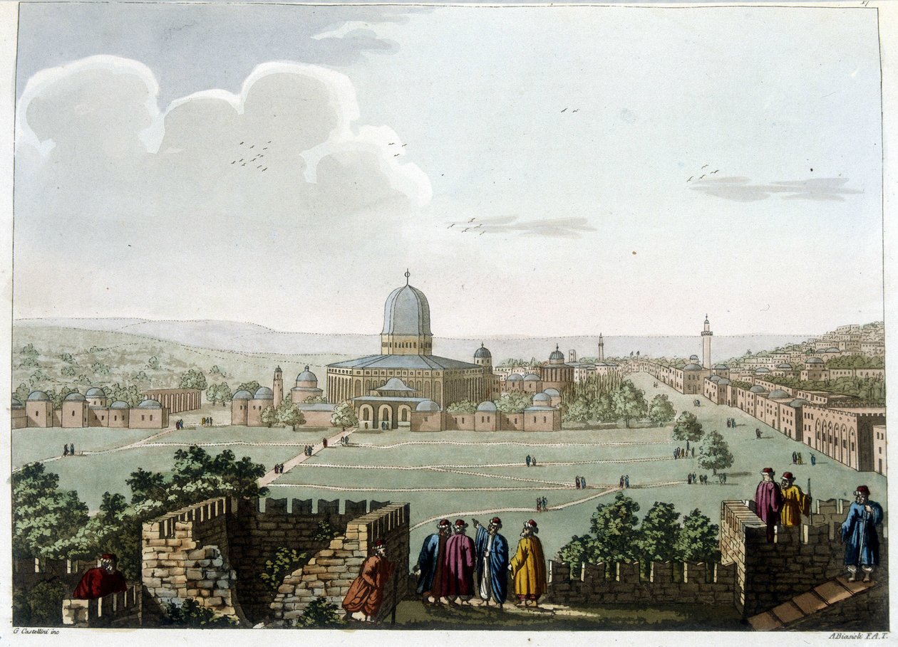 Der Tempel Salomos (Moschee in Jerusalem) - in „Ansichten in den osmanischen Herrschaftsgebieten, in Europa, in Asien und einigen Mittelmeerinseln“ von den Originalzeichnungen von Luigi Mayer, London von Luigi Mayer