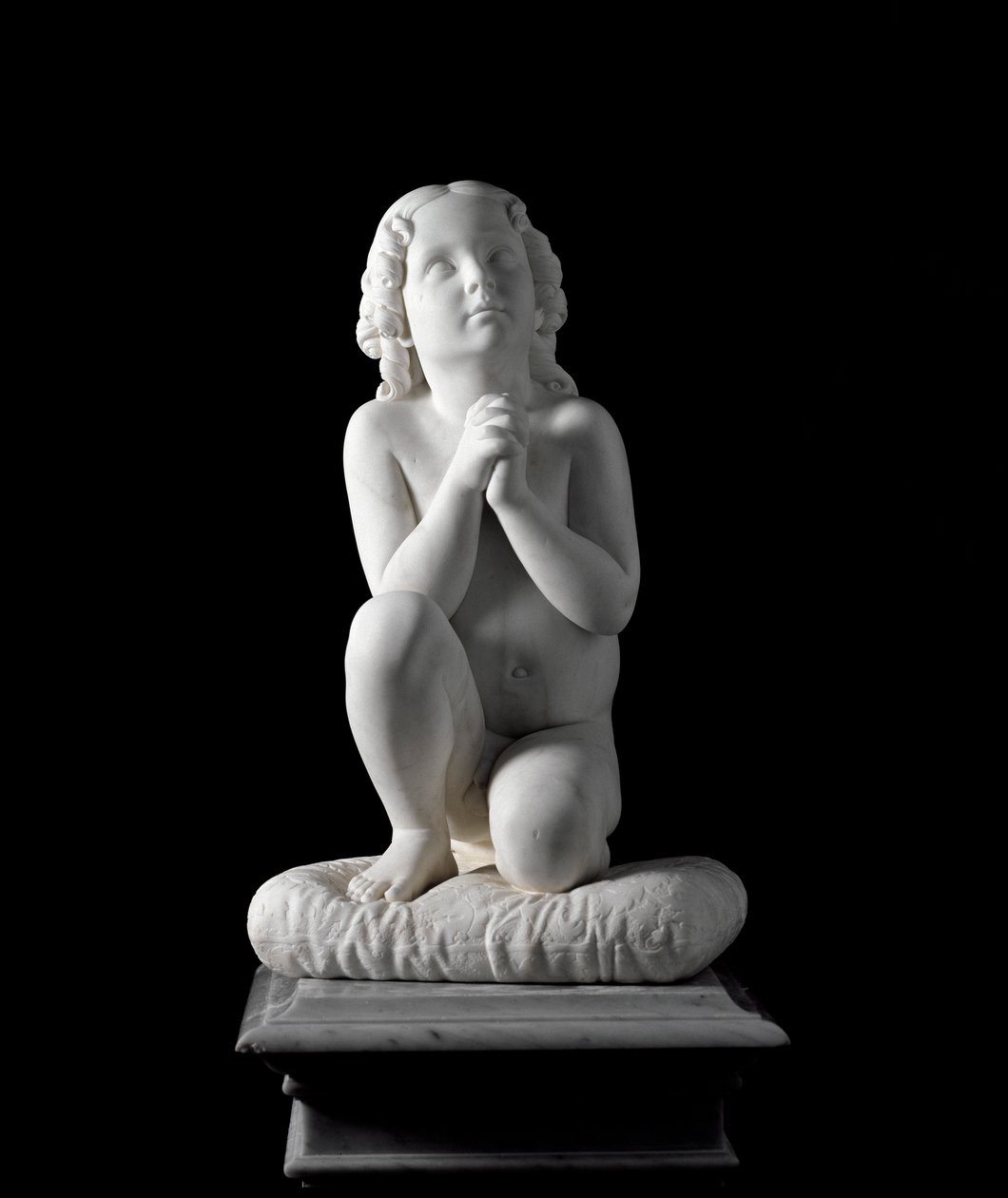 Kleiner Junge im Gebet Marmorskulptur von Luigi Pampaloni (1791-1847), ca. 1827. aus der Sammlung von Prinz Odon di Savoia. von Luigi Pampaloni