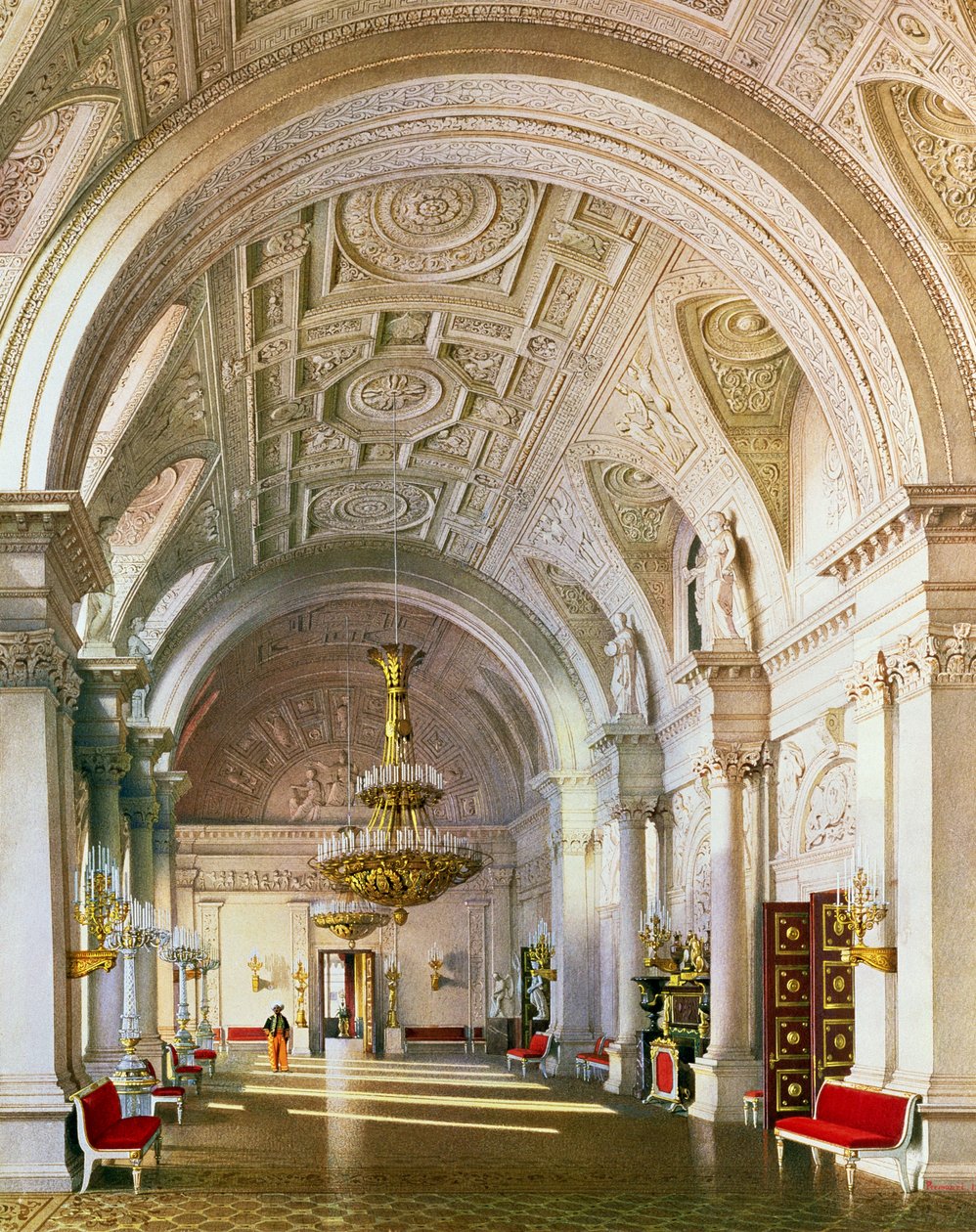 Ansicht der Weißen Halle im Winterpalast in St. Petersburg, 1865 von Luigi Premazzi