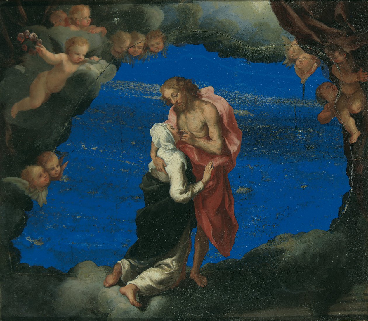 Heilige Katharina an der Wunde Christi von Luigi Primo Gentile