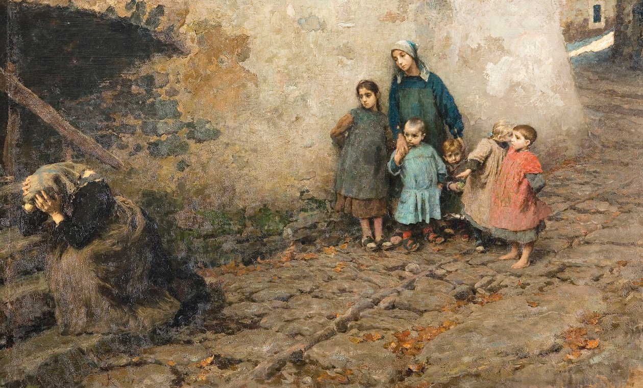 Die Schule des Schmerzes Kinder beobachten ihre weinende Mutter von Luigi Rossi