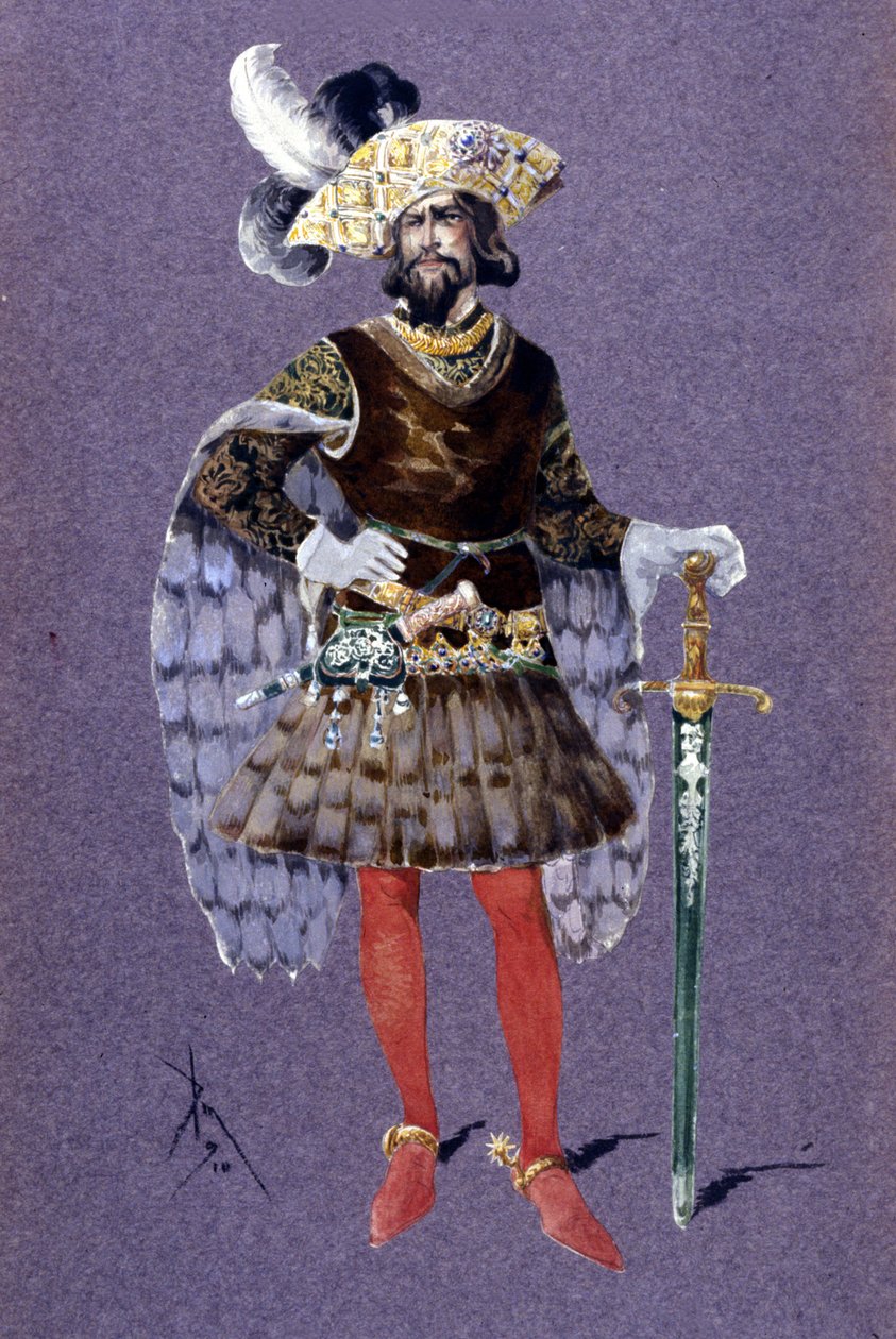 Blaubart. Zeichnung von Luigi Sapelli Caramba (1865-1936) von 1910 für die Oper Ariane und Blaubart von Paul Dukas von Luigi Sapelli Caramba