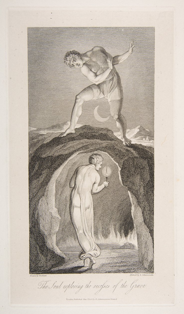 Die Seele erkundet die Tiefen des Grabes, aus Das Grab, ein Gedicht von Robert Bl..., 1. März 1813 von Luigi Schiavonetti
