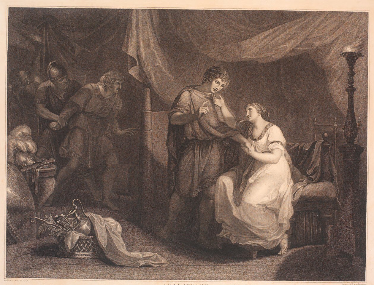 Troilus überrascht Cressida und Diomedes. Aus William Shakespeares "Troilus und Cressida", 5. Akt, 2. Szene von Luigi Schiavonetti