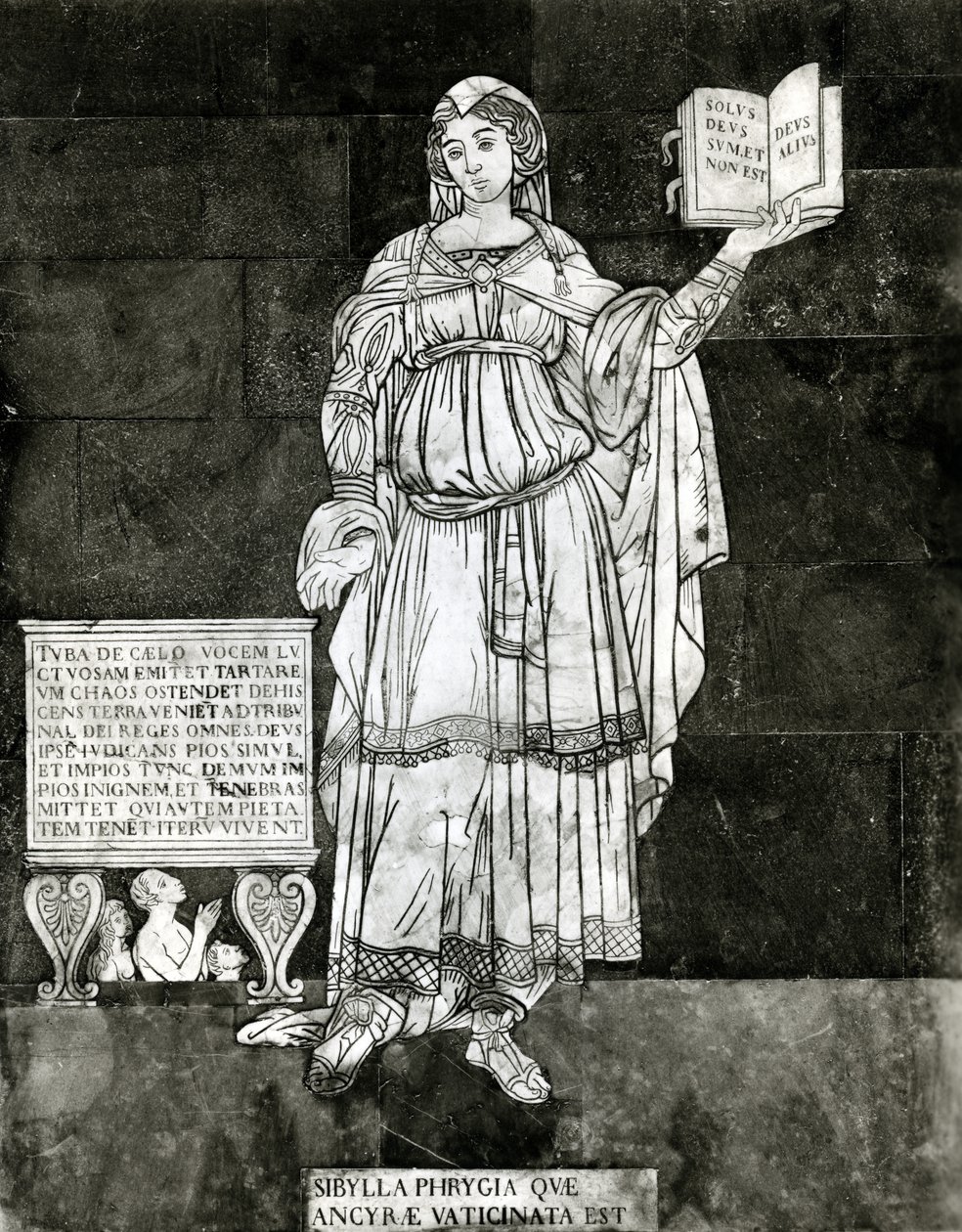 Pflasterdetail, das die phrygische Sibylle darstellt von Luigi di Rugieri