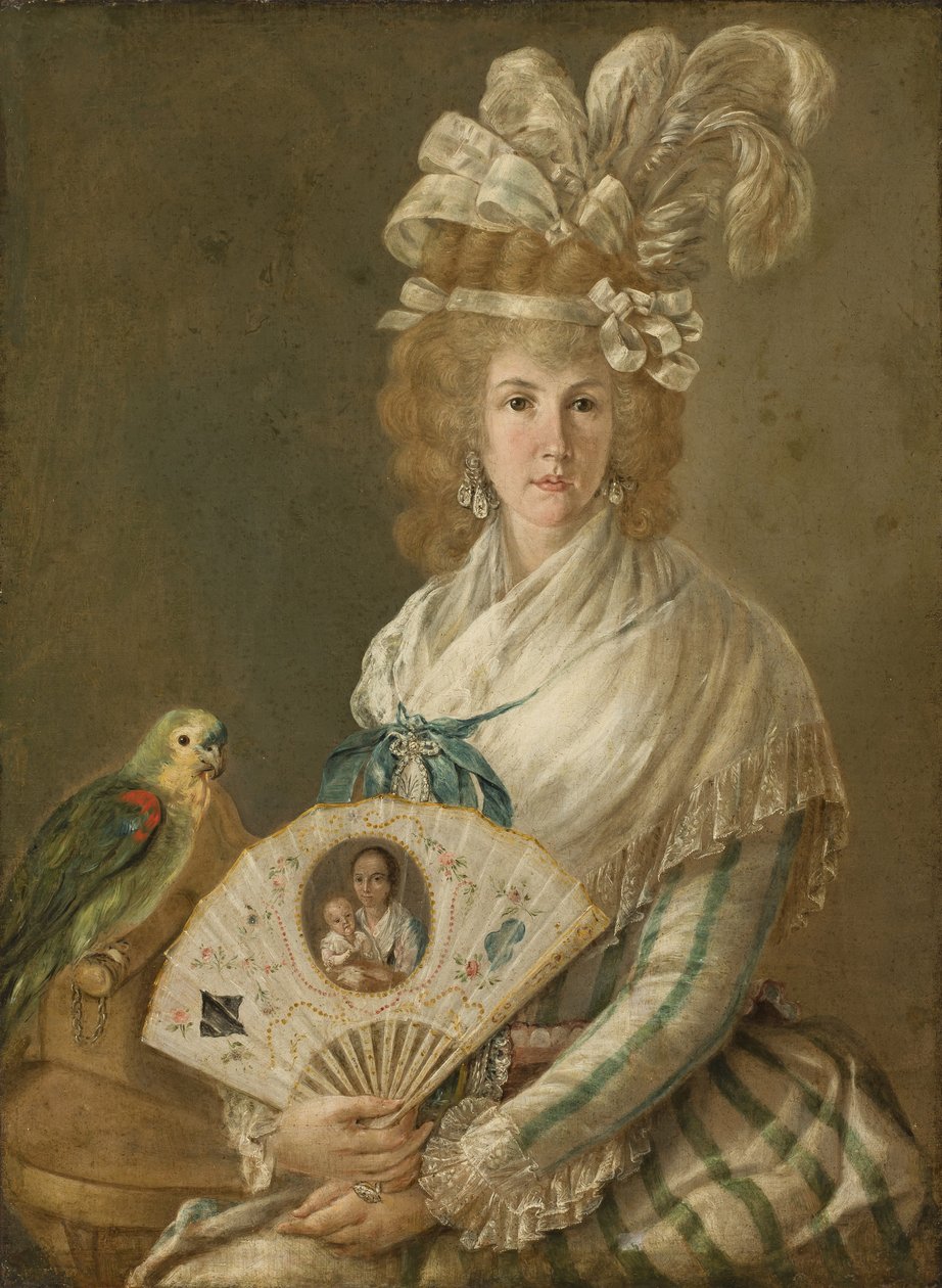 Porträt einer Dame mit einem Papagei von Luis Paret y Alcazar