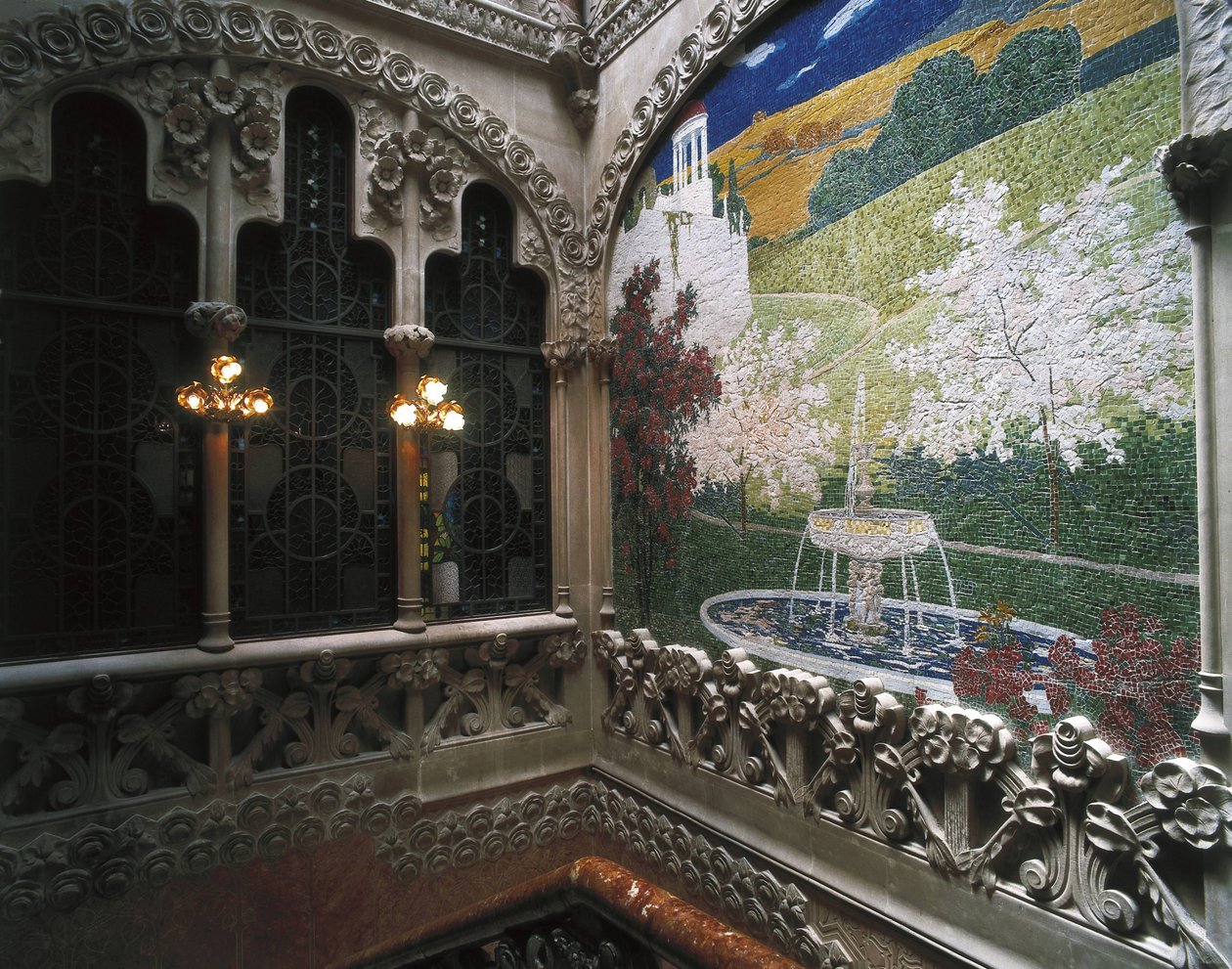 Mosaiken, Casa Nava (1901-1907), Reus - DOMENECH I MONTANER, Lluis (1850-1923). Navas Haus. 1901-1907. SPANIEN. Reus. Navas Haus. Innenmosaikdekoration. Modernismus. Architektur. von Luis Domenech i Montaner