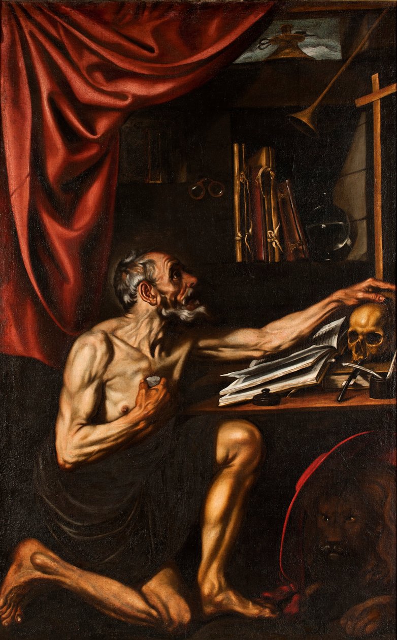 Der heilige Hieronymus in Buße in seinem Studierzimmer von Luis Tristán