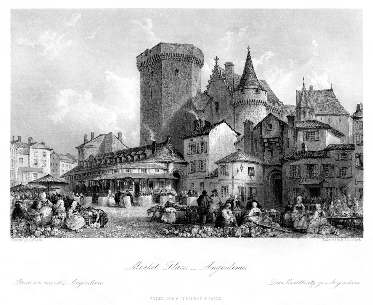 Marktplatz, Angoulême, Frankreich, 19. Jahrhundert von M. J. Starling