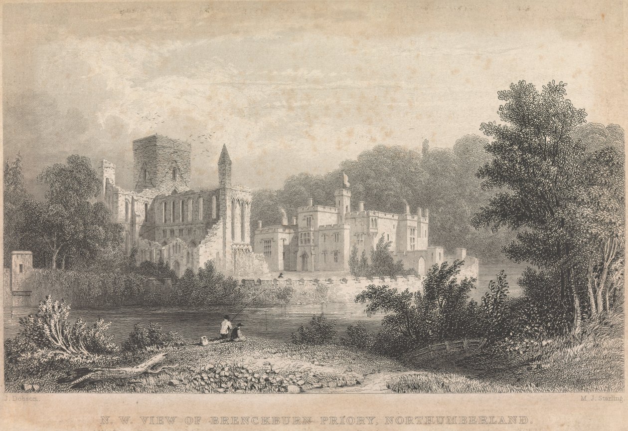 Nordwestansicht der Brenckburn Priory, Northumberland; Seite 44 (Band Eins) von M. J. Starling