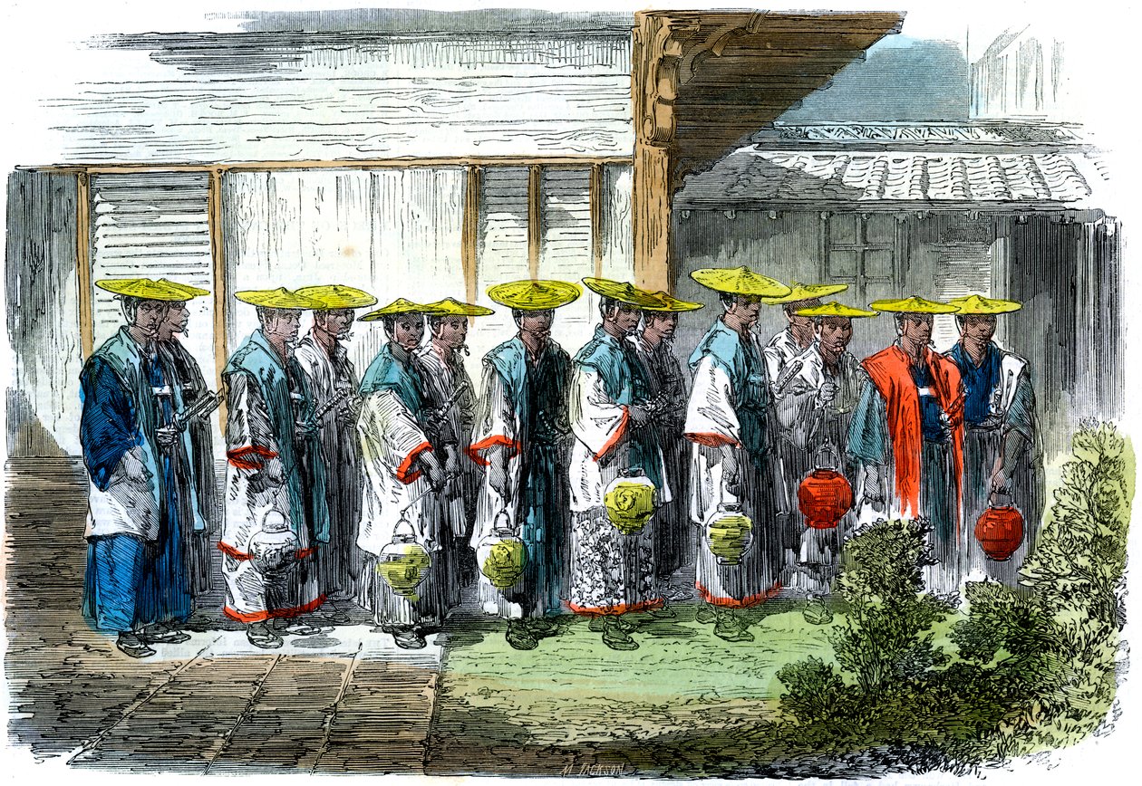 Die Nachtwache in Jeddo Edo, Japan, 1864 von M. Jackson