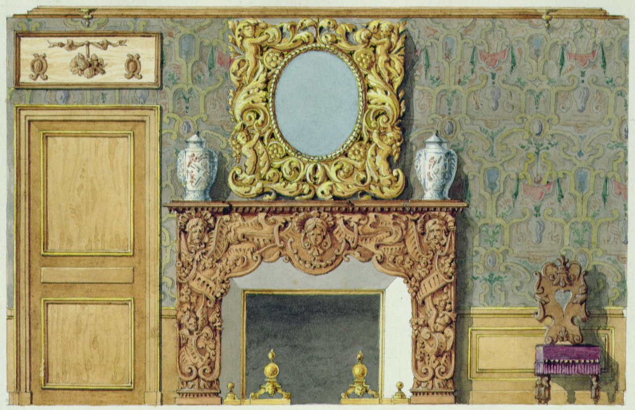 Kamin im Speisesaal in der Rue Fortunee, Haus gekauft von Balzac im Jahr 1847 von M. Santi