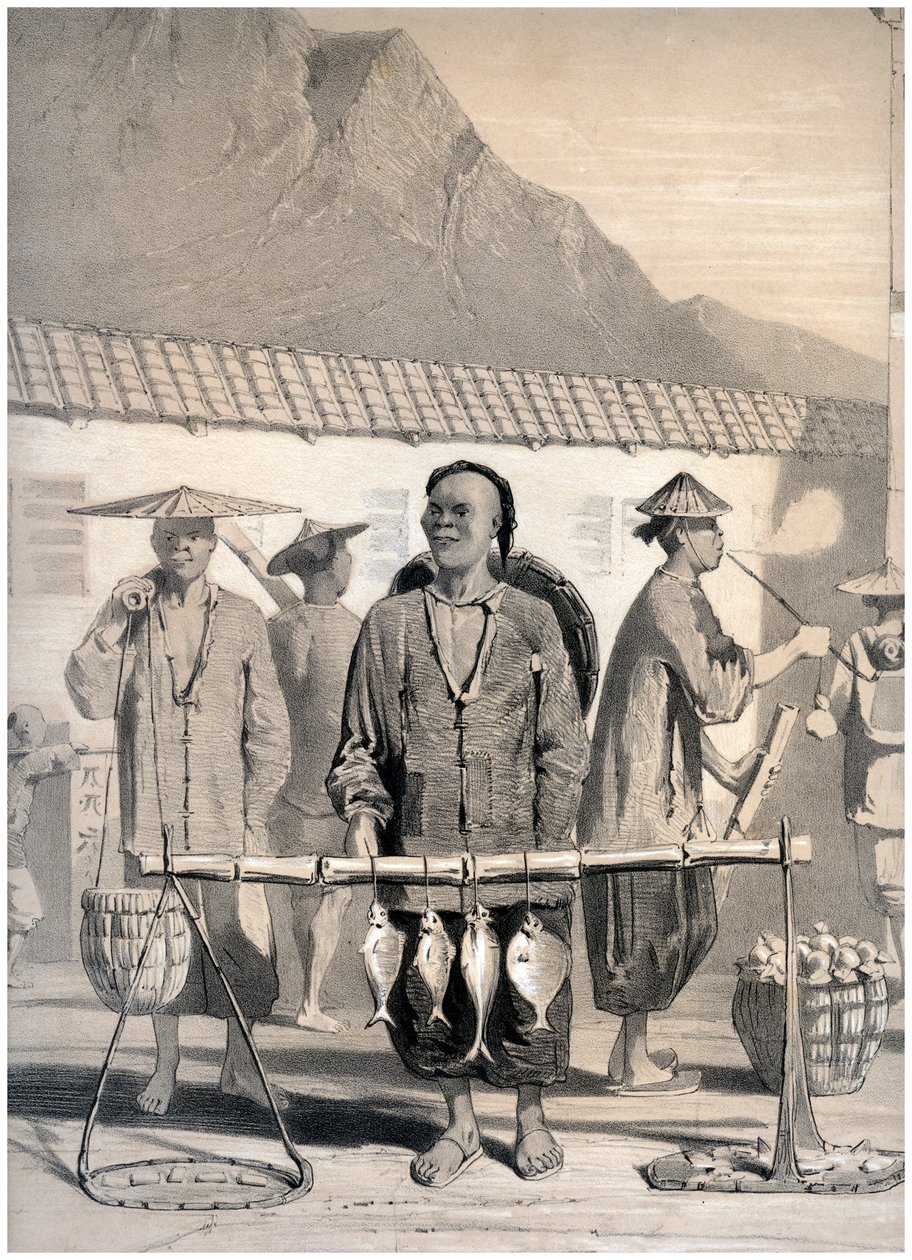 Fischhändler, Victoria Street, Hongkong, China von M and N Hanhart