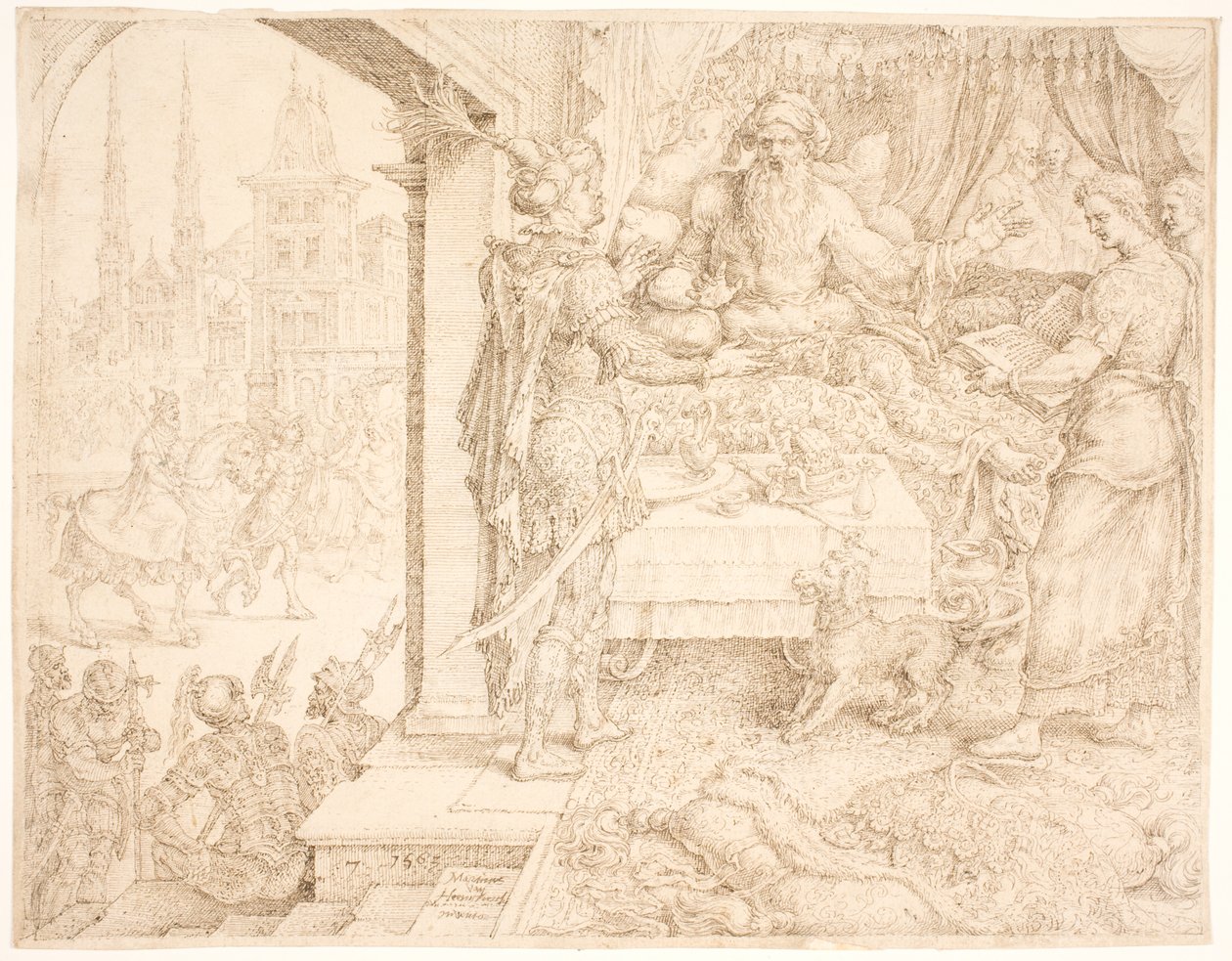 Ahasverus konsultiert Haman von Maarten van Heemskerck