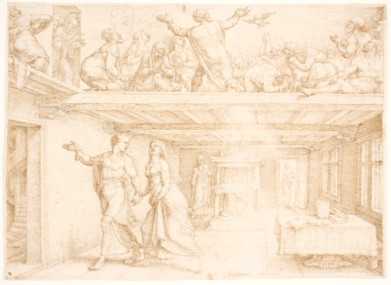 Die Ausgießung des Heiligen Geistes am Pfingsttag von Maarten van Heemskerck