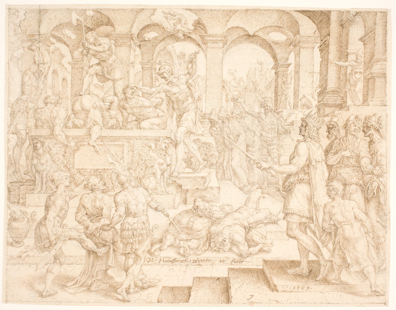Josias befiehlt, dass alle Priester der Höhen getötet werden sollen von Maarten van Heemskerck
