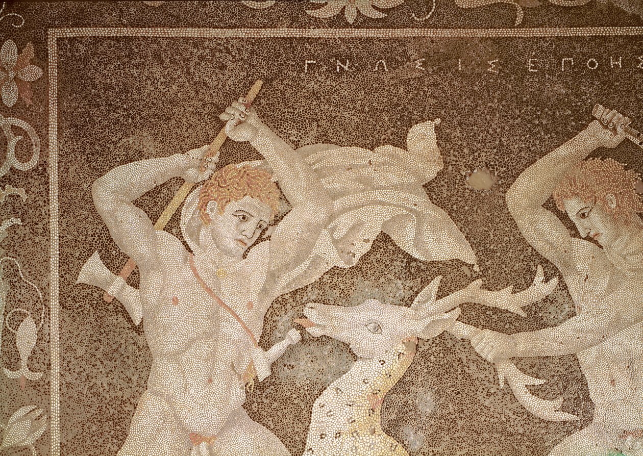 Die Hirschjagd, Detail der Jäger, aus dem 