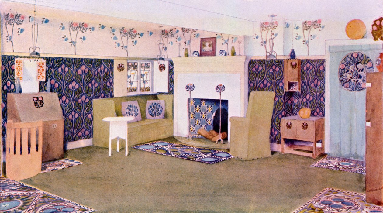 Entwurf für das Wohnzimmer in Falkewood, ca. 1906 von Mackay Hugh Baillie Scott