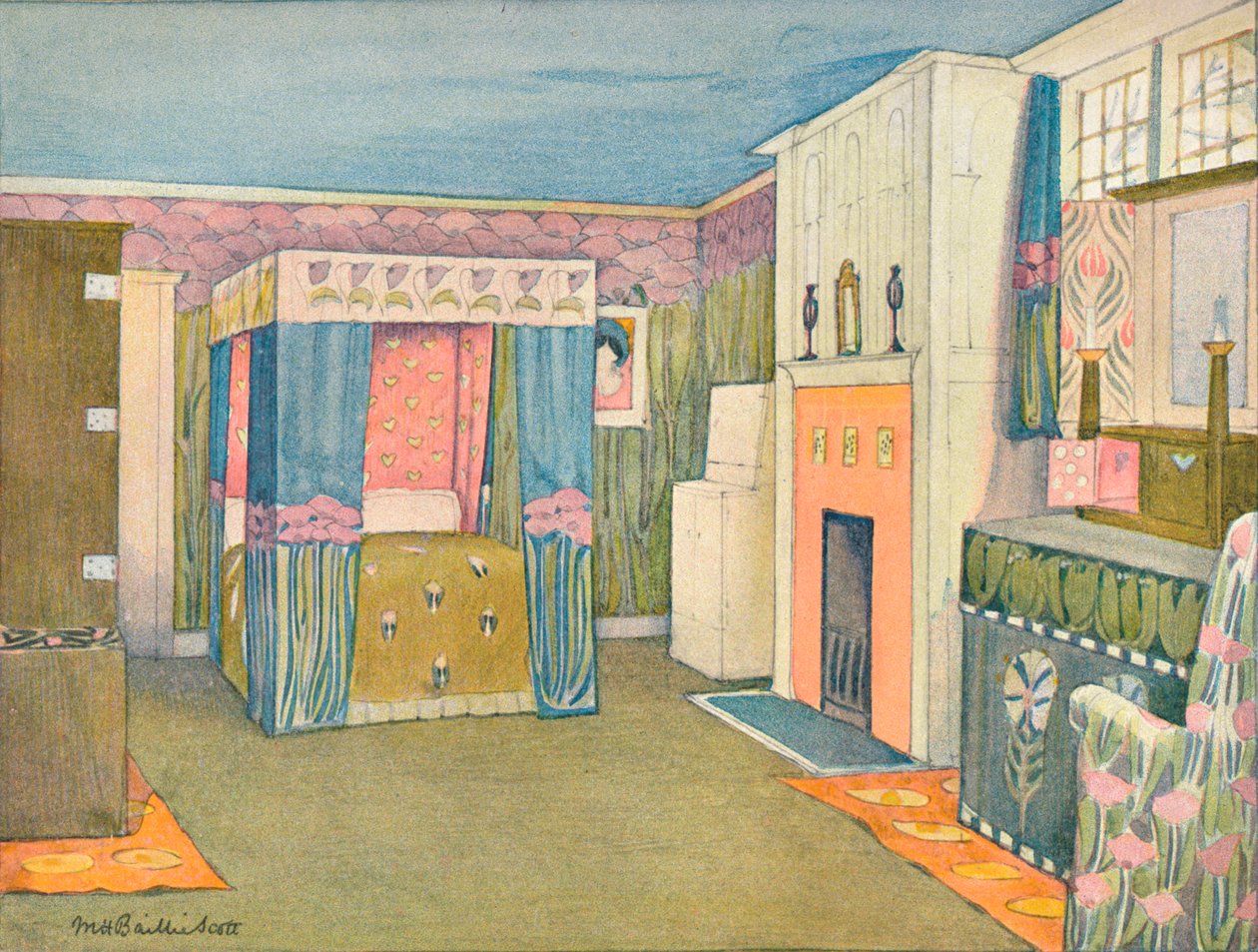 Die Dekoration eines kleinen Schlafzimmers, ca. 1899 von Mackay Hugh Baillie Scott