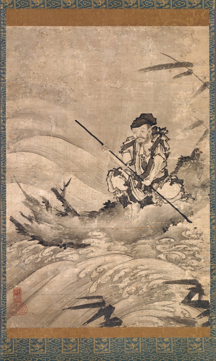 Der chinesische Entdecker Zhang Qian auf einem Floß, Mitte des 16. Jahrhunderts von Maejima Soyu