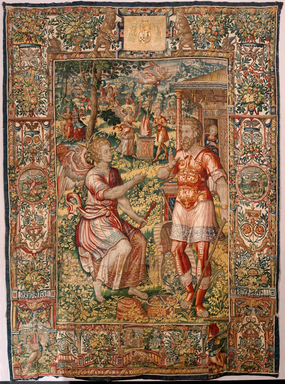Diözesanmuseum. Flämischer Wandteppich. Serie Geschichte von Gideon. Gideon und der Engel. Barock. 1534-1571. von Maerten van Heemskerck