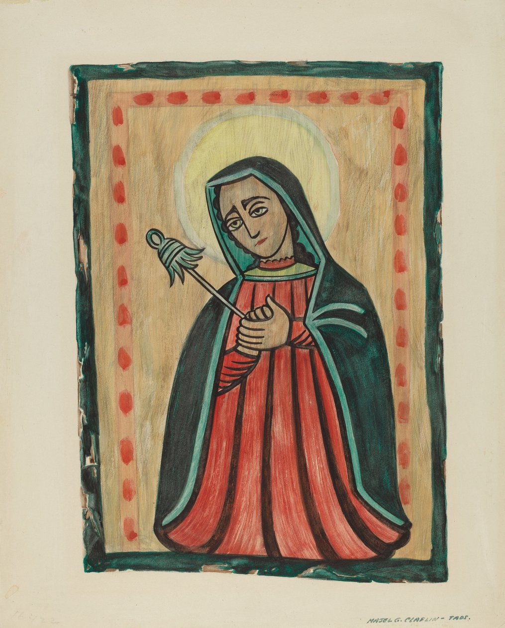 Retablo-Unsere Liebe Frau der Schmerzen Nuestra Senora de los Siete Dolores, ca. 1938 von Majel G. Claflin