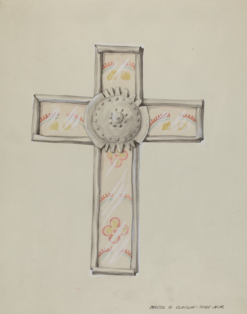 Zinn- und Tapetenkreuz von Majel G. Claflin