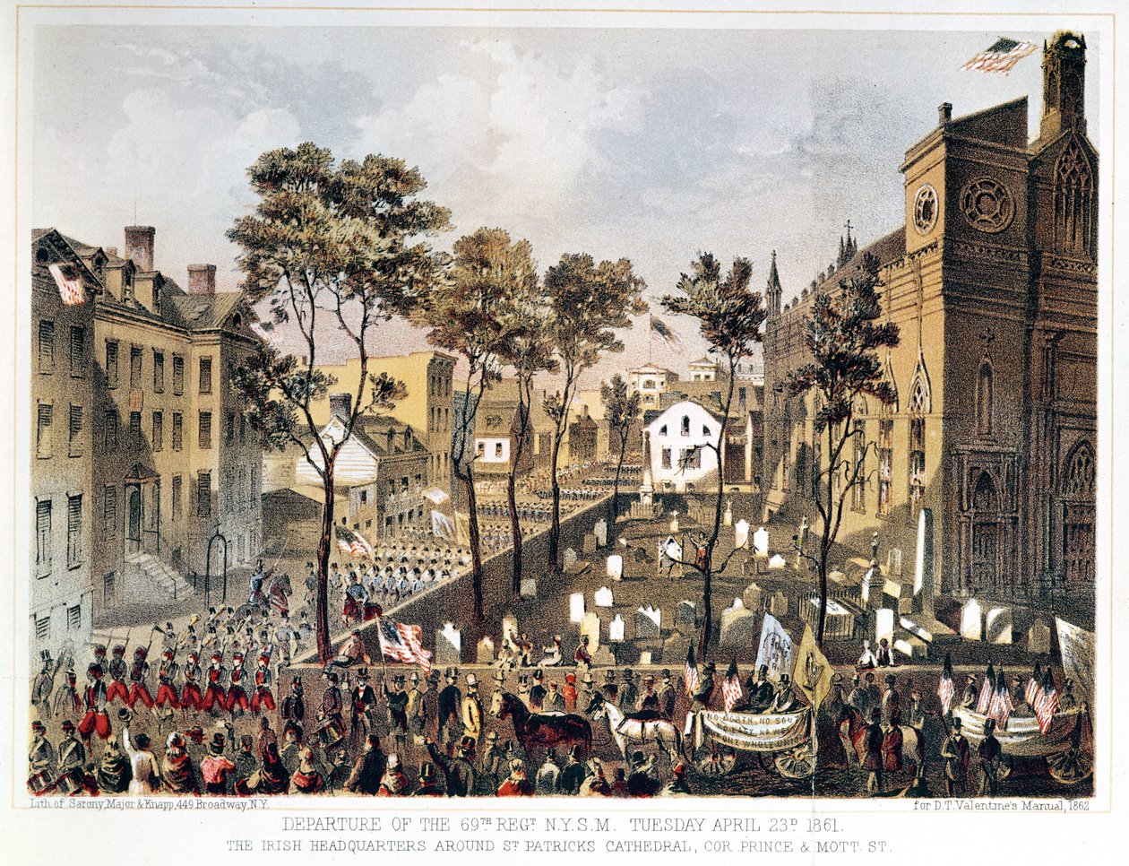 Abreise des 69. Regiments, N.Y.S.M., 23. April 1861, das irische Hauptquartier um die St. Patrick