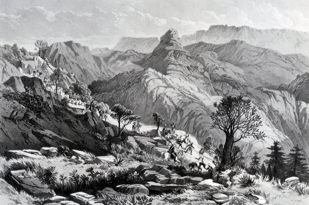 Auf dem Marsch bei Dongolo, graviert von James Ferguson, 1868 von Major A.G.F. Hogg