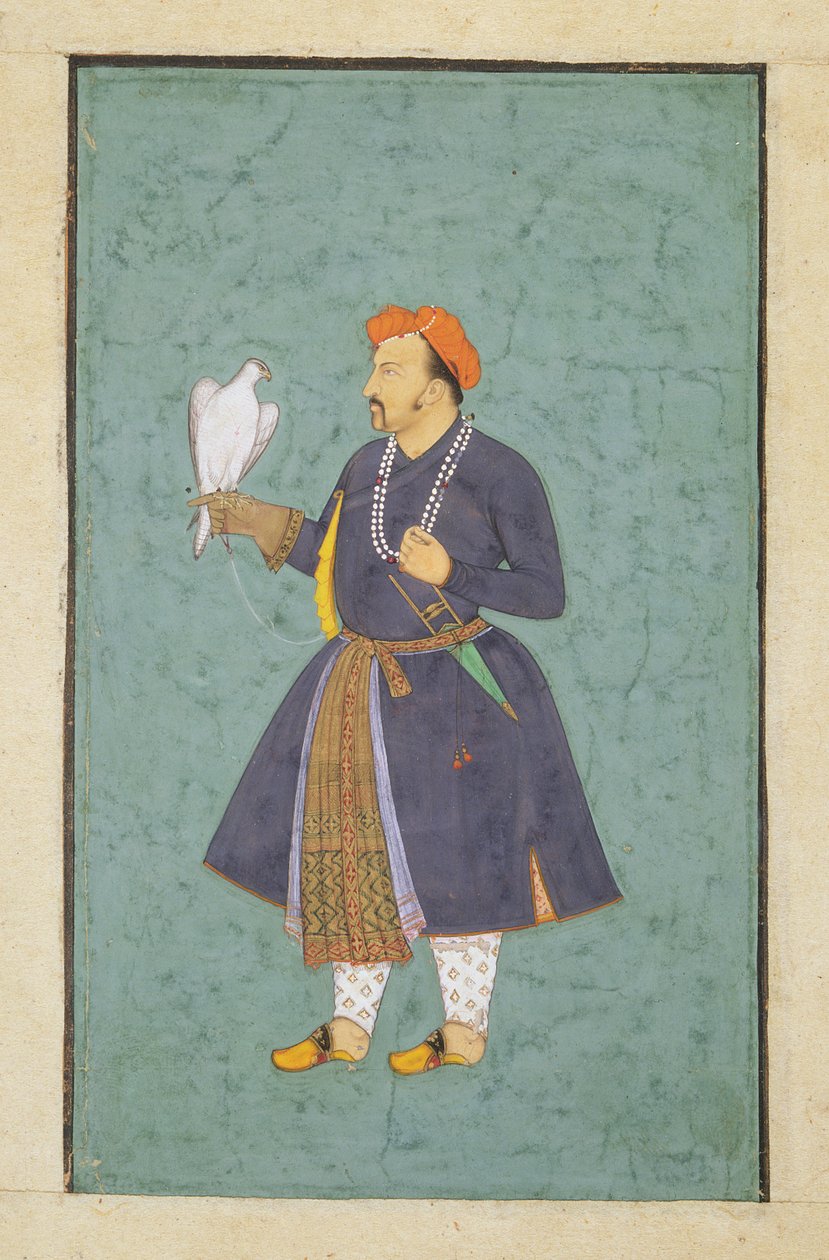 Porträt von Jahangir mit einem Falken, ca. 1600-10 von Manohar attr. to Manohar attr. to